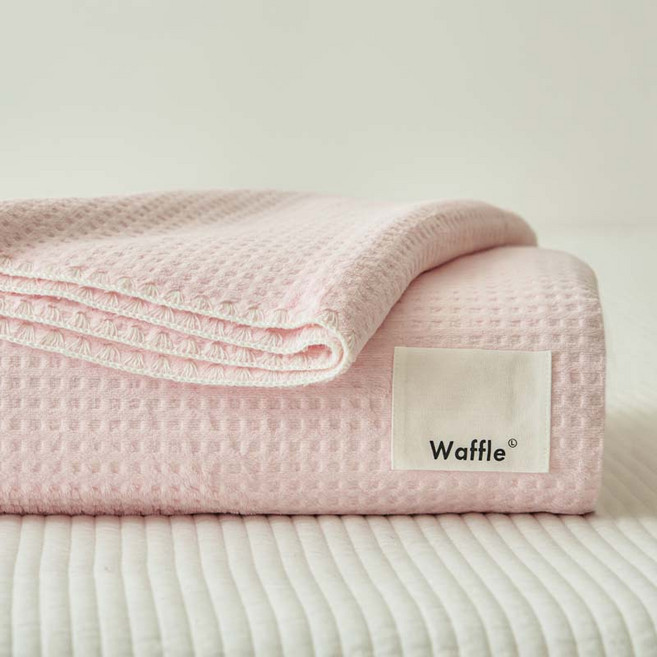 여름거즈 블랭킷 에어컨 담요 소파 낮잠 이불 가벼운 와플 양면 얇은 이불, 블러쉬 핑크