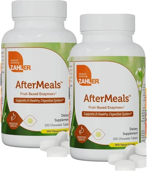 자일러 에프터밀 다이제스티브 엔자임 포 다이제스천 헬스 츄어블 Zahler AfterMeals, 2개, 100정 - 쿠팡