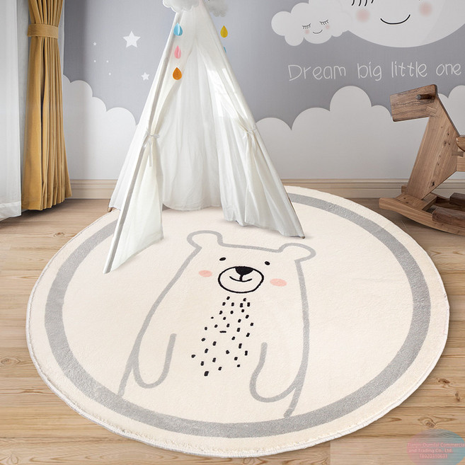 keecy만화 카펫 원형 거실 동물 침실 침대 옆 담요 방 어린이 컴퓨터 회전의자 귀여운 가정용 패드