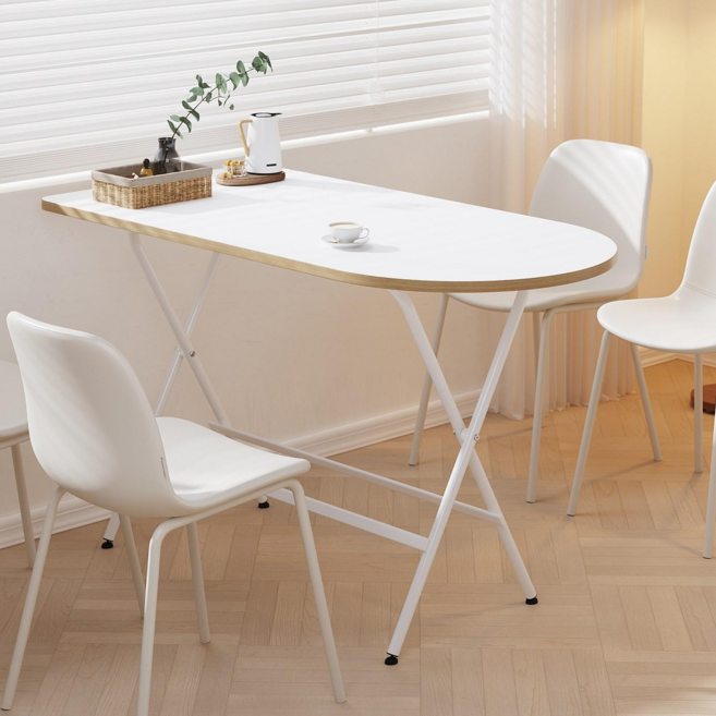하이피러브 다용도 접이식 식탁 테이블, 4인용, 화이트 베이지A