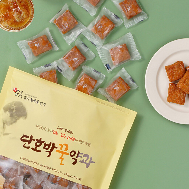 김규흔 한과 단호박 꿀약과(파우치형) 500g, 1개