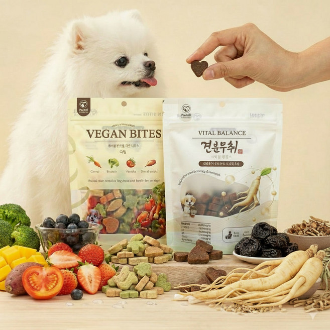 펫테일럽앤힐 비건바이츠 강아지 간식+견분무취 세트 (저알러지 췌장염 장건강 루틴), 1개, 220g, 비건바이츠 과일믹스 + 견분무취 바이탈밸런스