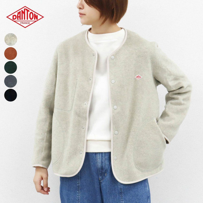 단톤 Danton 노카라 플리스 후리스 가디건 재킷 여성용