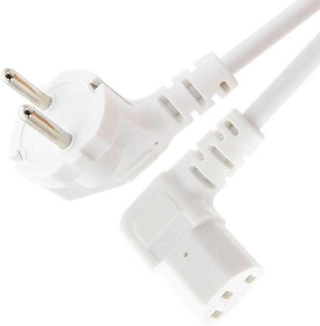에이치디탑 전원 ᄀ자 우측 꺾임 파워케이블 화이트 HT-AC112, 2m, 1개