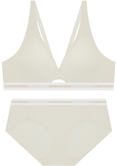 CODES COMBINE INNERWEAR 프론트홀 프리컷 브라 팬티 세트_크림 280404