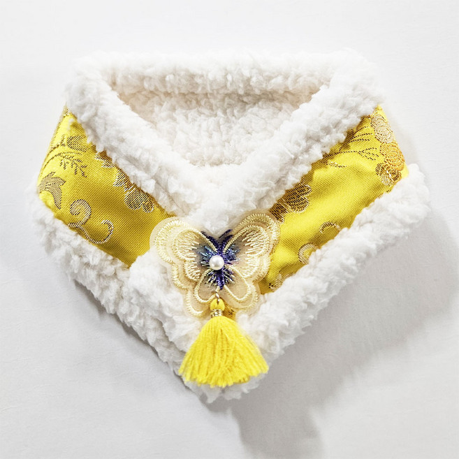 하니펫 반려동물 귀요미스카프 양털 한복 목도리, 1개, 옐로우