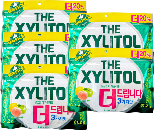 오리온 더 자일리톨 리필백, 122g, 5개
