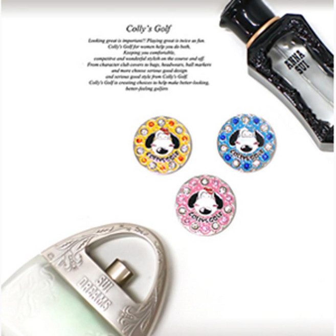 골프 여성 강아지 핑크 큐트 볼마커 내공마크 선물 골프공마커 나눔 준비사항 예쁜마킹 굿샷, CB-7(옐로우), 1개