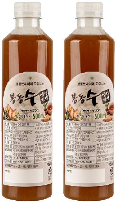 봉동들녘 생강진액 500ml 완주 봉동생강 사용 100% 국내산 생강청 감기예방, 2개