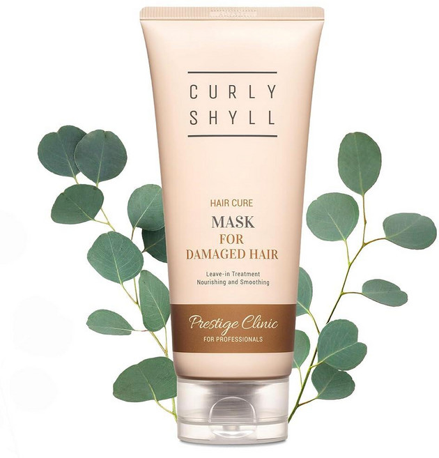CURLYSHYLL 모발용 헤어 큐어 마스크 | 리브인 단백질 트리트먼트 열 헹굼 없는 포뮬러 200ml 2784873, 1개