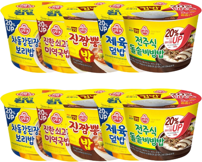 오뚜기 컵밥 5종 각 2개 차돌강된장보리밥+제육덮밥+진한쇠고기미역국밥+전주식돌솥비빔밥+진짬뽕, 7세트