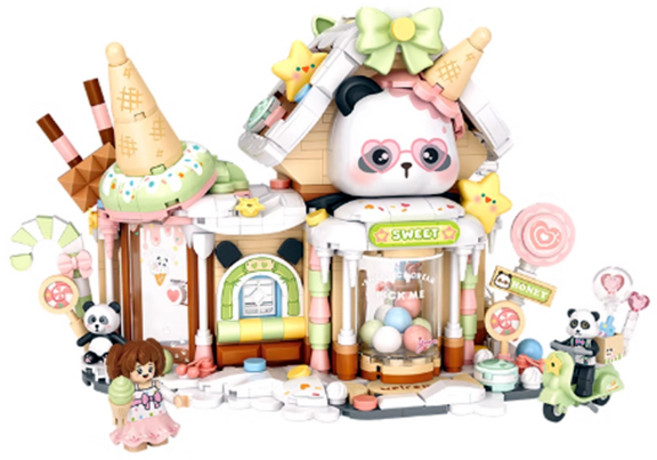 LOZ 나노블럭 미니블럭 팬더 아이스크림 하우스, 1개