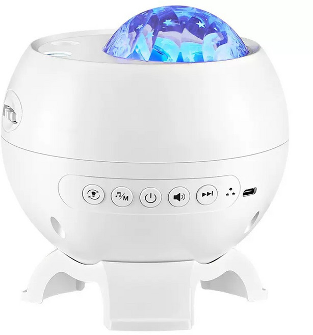 星空投影燈 LED小夜燈 助眠音樂 360度旋轉 多種燈光模式, 充電遙控款, 白