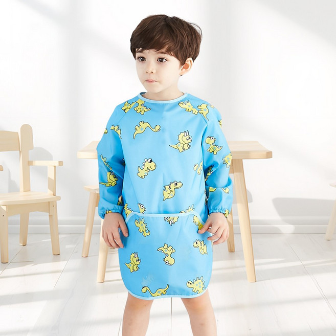 엘리몽 긴소매 유아 미술가운 앞치마, 05.긴소매 디노 블루