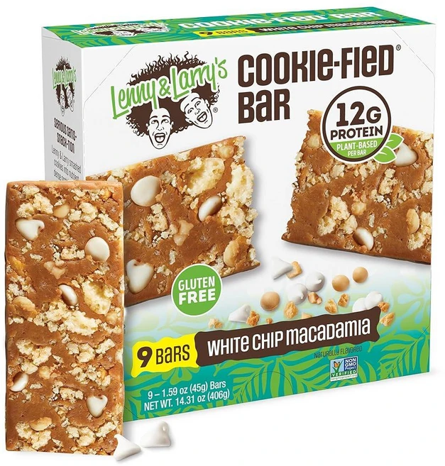Lenny Larry's 레니 앤 렐리 The Complete Cookiefied 식물 기반 단백질 바 프리 초콜릿 아몬드 바다 소금 45g 9개입 221672, White Chip Macadamia, 1개 - 쿠팡