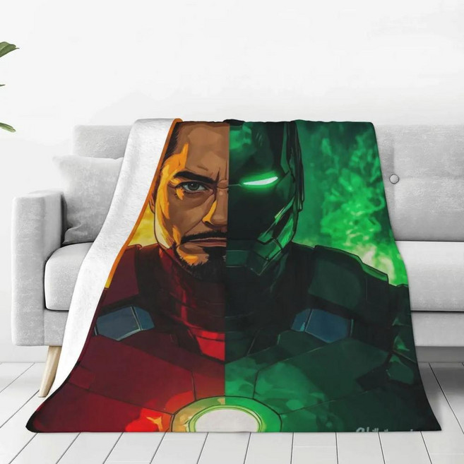 아이언 맨 영화 담요 양털 가을 플란넬 소파 자동차 침구 이불, C. 100x125cm, 17. 18, 1개