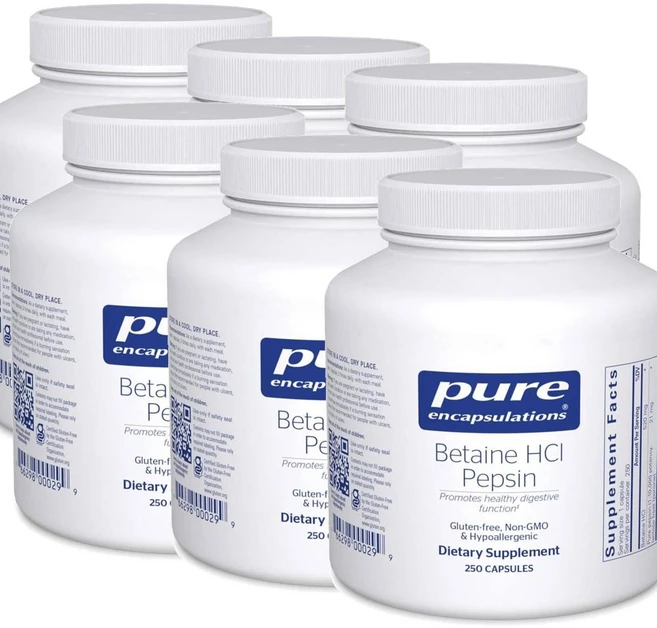 퓨어인캡슐레이션 베타인 HCl 펩신 캡슐 Pure Encapsulations Betaine HCl Pepsin, 6개, 250정 - 쿠팡