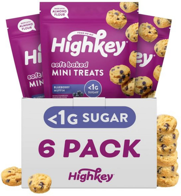 HIGHKEY 쿠키 과자 하이키 저탄수화물 스니커두들 케토 간식 디저트 친화 식품 글루텐 프리 제로 탄수화물 시나몬 달콤한 건강 아몬드 가루 무설탕, 블루베리 머핀, 1개