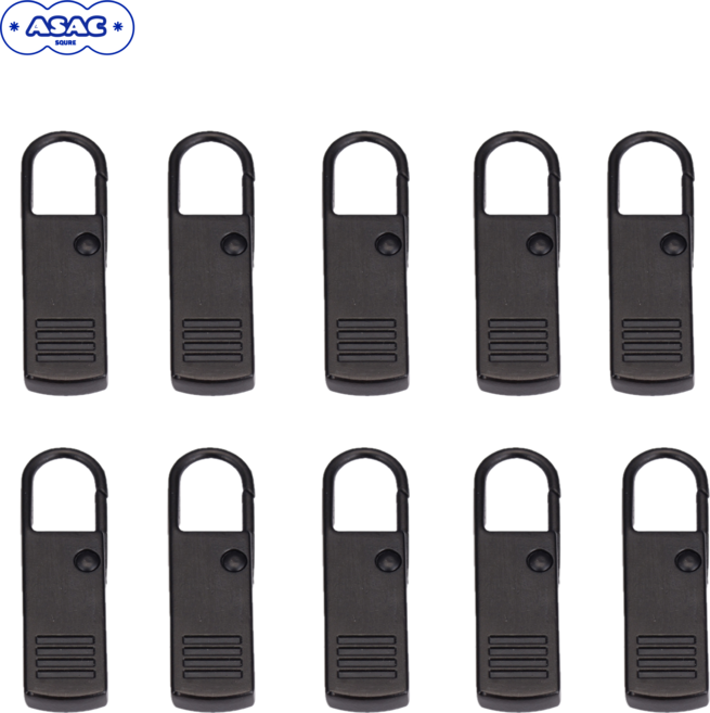 고리형 단방향 셀프 수선 클립 지퍼고리 아삭스퀘어, 10개, 블랙