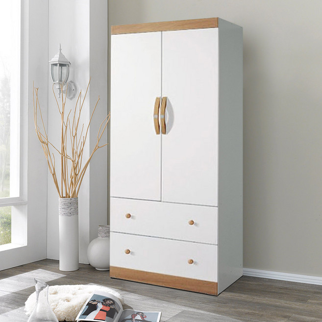 솜씨방가구 심플장롱 투서랍장, 아카시아화이트