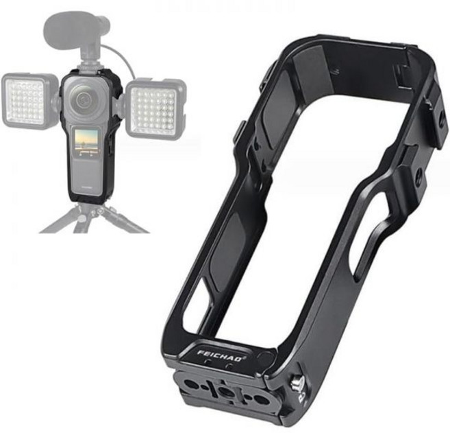 Coyktonty 카메라 케이지 확장 보호 프레임 Insta360 ONE RS 1인치 360 에디션 1/4 나사 구멍 듀얼 콜드 슈 마운트 초경량 내구성 알루미늄 합금 케이스, Coyktonty 카메라 케이지 확장 보호 프레임 In