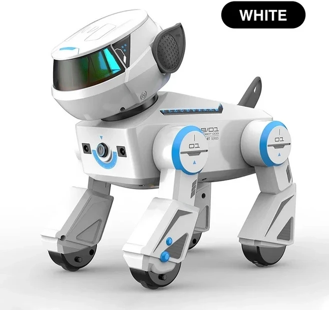 RC 로봇 강아지 댄싱 음악 리모컨 동물 어린이 장난감 지능형 터치 인터랙티브 기계식, 01 white