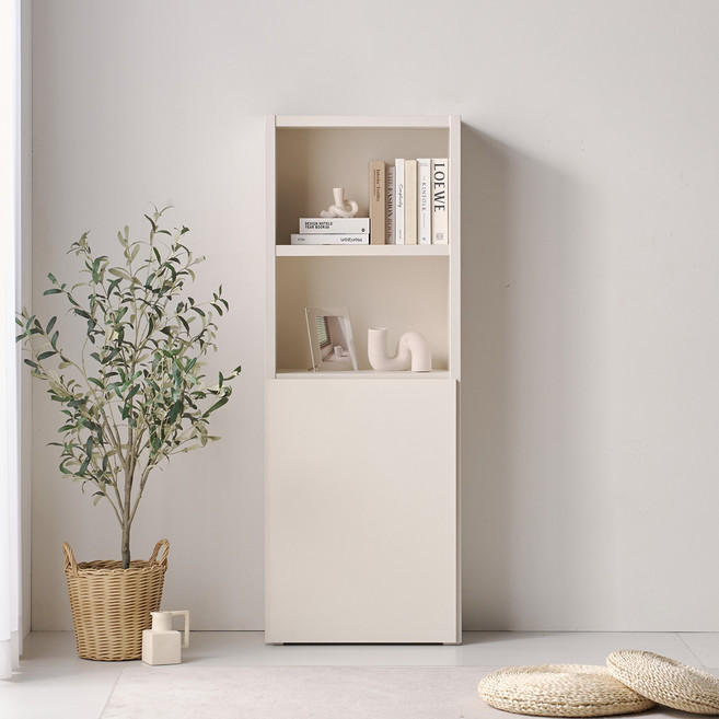 두리앳가구 그리메 4단 600 수납장 책장, 네츄럴크림