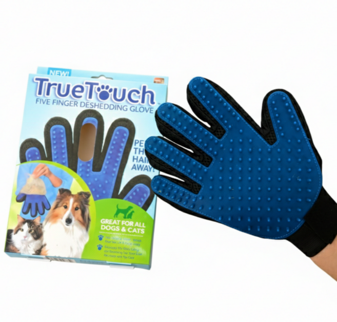 트루터치 매직 글러브 단면기본형 털갈이장갑 오른손전용 + 박스 세트, 블루, 2개