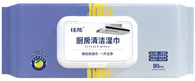 佳. 加厚加大200*250mm, 1個, 廚房清潔濕紙巾-80抽, 1個裝