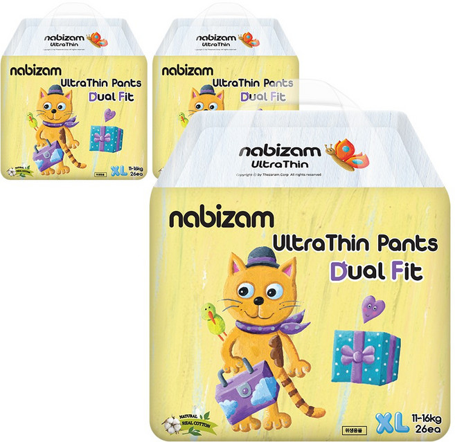 나비잠 울트라씬 듀얼핏 팬티 아동공용, 특대형(XL), 78매