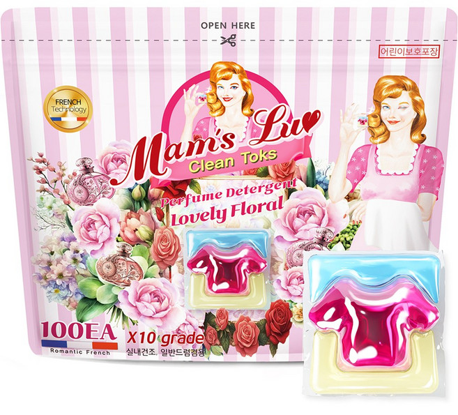 맘스럽 클린톡스 10배고농축 국내산기술력 특대용량 캡슐세제 프로방스 실내건조형 프리미엄 프랑스고급향수 타입, 1개, 100개입