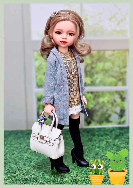 #파올라레이나 32cm 옷( 그레이 롱 가디건 )[마구샵]#구체관절인형#bjd#인형옷#다락아이#관절바디#완제품, 1개