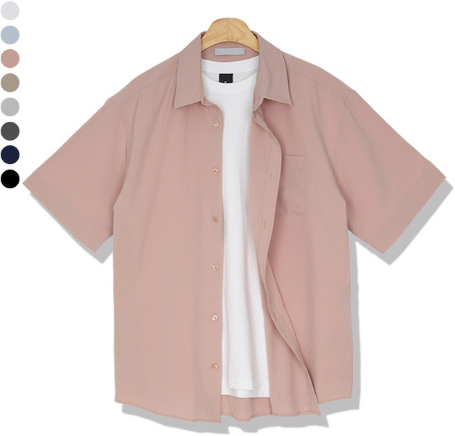 오마보이 남성용 다림질 필요없는 소프트터치 반팔 셔츠