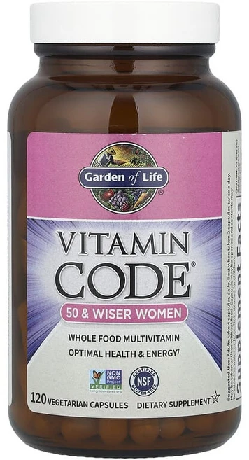 Garden of Life Vitamin Code 여성용 천연 식품 50세 이상 종합비타민 120정, 1개 - 쿠팡