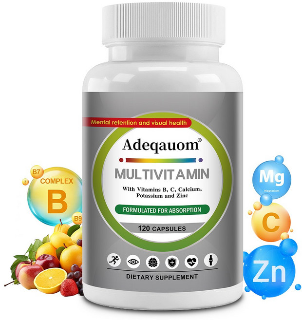 종합비타민 보충제로 비타민 B C 칼슘 칼륨 아연을 함유하고 있어 흡수가 용이하며 민첩한 사고와 건강한 시력 유지에 도움을 준다, 3개, 120정