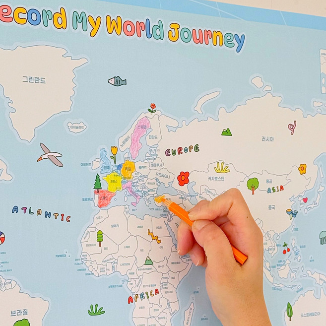 세계지도 대한민국 전국 지도 색칠지도 세트 대형 포스터 벽걸이 인테리어 세계여행 국내여행 해외여행 컬러링 여행기록 홈데코 집꾸미기 커플 가족 친구 연인 기념일 선물 추천, 1세트