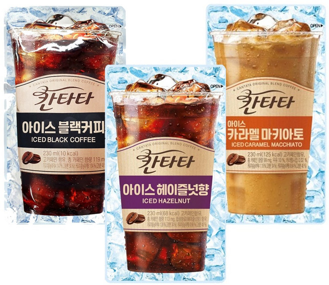 칸타타 아이스 230ml 헤이즐넛향10개+카라멜마키아토10개+블랙커피10개