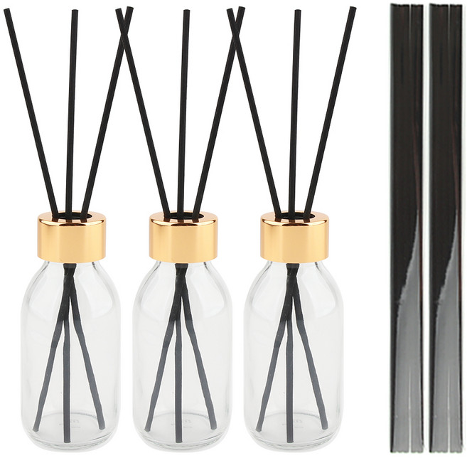 공병상회 디퓨저 DIY 소분용기 OS더치100 투명 유리병 3P + 리드스틱 10P 세트, 3개, 100ml, 골드캡