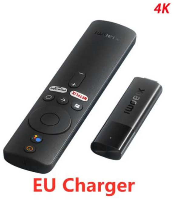 글로벌 버전 샤오미 미 TV 스틱 4K 안드로이드 TV 11 2GB RAM 8GB ROM 넷플릭스 와이파이 구글 어시스턴트, 1) Eu 플러그 - EU Charger, 1개
