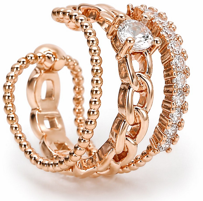 레베르 데일리 여성 트렌디 레이어드 브라스 이어커프