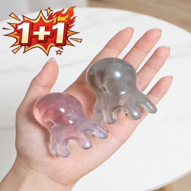 어반잇 문어 두피 괄사 마사지기 1+1, 핑크+그레이, 1개