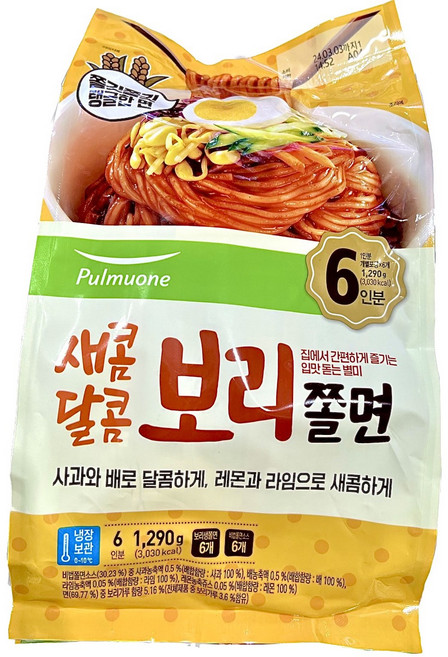 풀무원 새콤달콤 보리쫄면 1290G(6인분), 1개, 1.29kg, 1개
