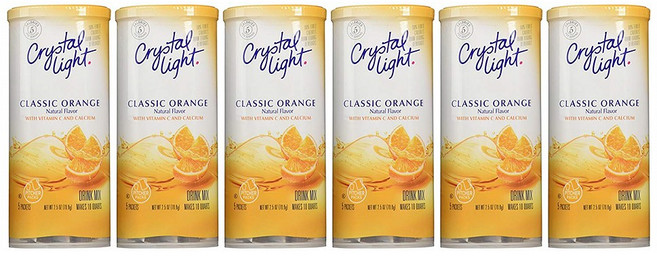 Crystal Light 크리스탈라이트 클래식 오렌지 드링크 믹스 2.5oz(70.8g) 6팩, 70.8g, 5개입