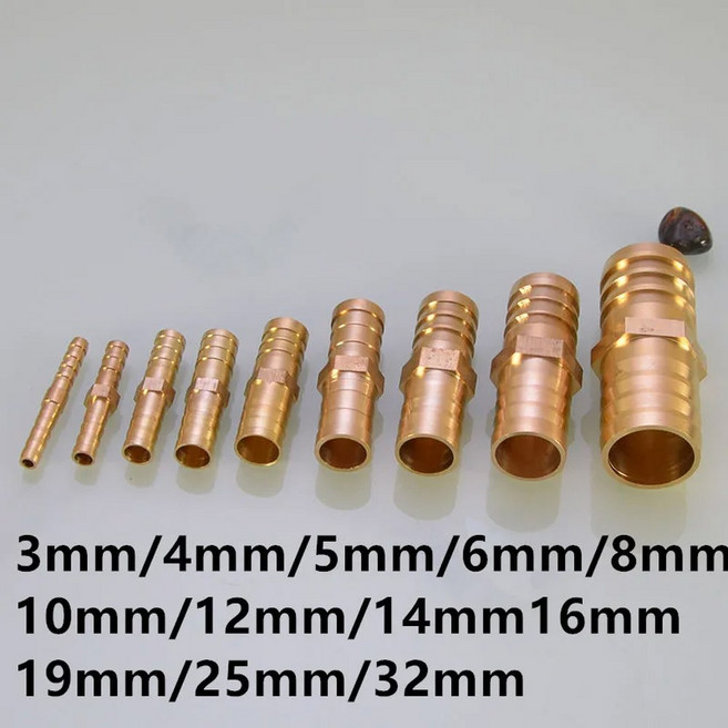 10 12 14 황동 MM 피팅 커넥터 어댑터 파이프 스트레이트 19 구리 25 호스 커플러 바브 16 워터 가스 동일한, 8mm-8mm, 1개