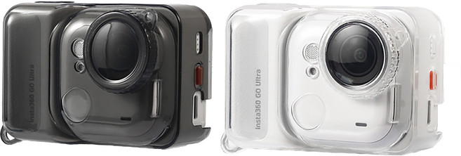 Insta360 Go 3 透明保護套 矽膠散熱防摔保護殼, 1個, 透黑保護套+手繩＋兩套鋼化膜