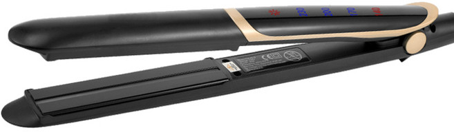 지남철 360 도 스팀 전문 플랫 다리미 미니 빗 브러시 최고의 헤어 스트레이트너 LCD 여성용 2 in 1, 02 미국, 01 Black