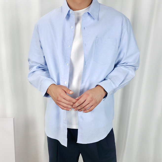 더핏 남성용 옥스포드 오버핏 빅사이즈 면100% 셔츠
