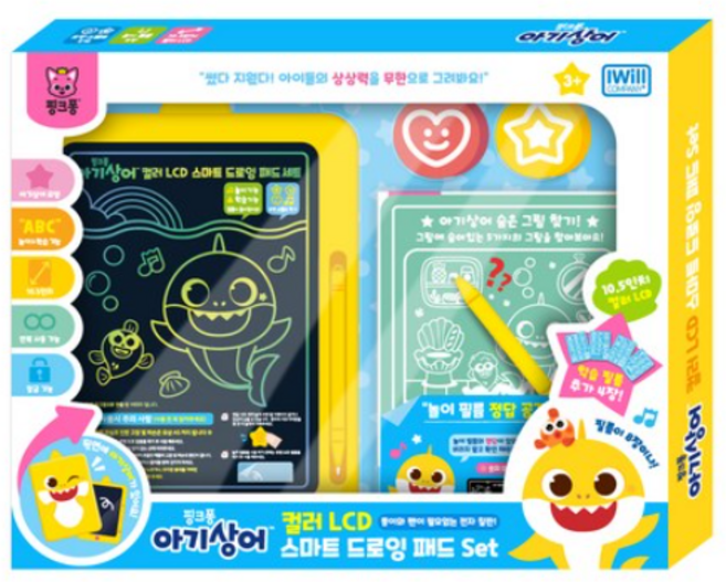 아기상어 컬러 LCD 스마트 드로잉패드 세트, 아이윌컴퍼니(드로잉패드SET)