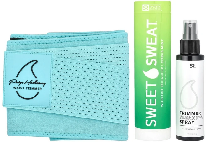 스포츠리서치 Sweet Sweat 페이지 해서웨이 웨이스트 트리머XS/S 블루 3종 세트, SRE09039, 1개, 120ml - 쿠팡