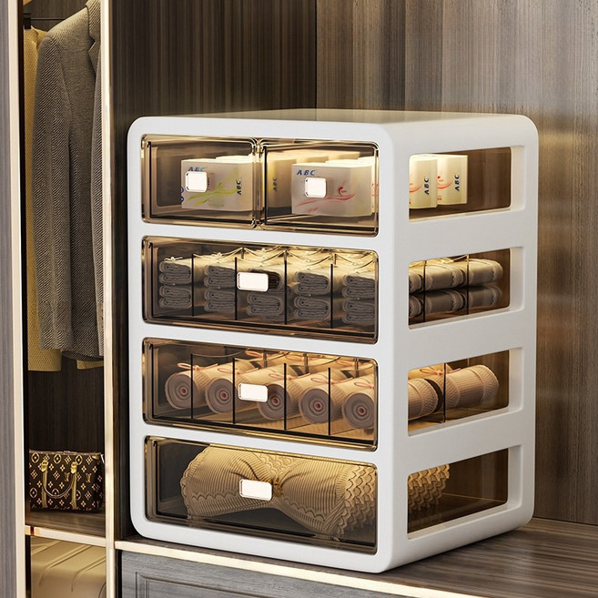 Arsjuo 서랍 정리함 일체형 양말 속옷 수납함, 1개, 아이보리